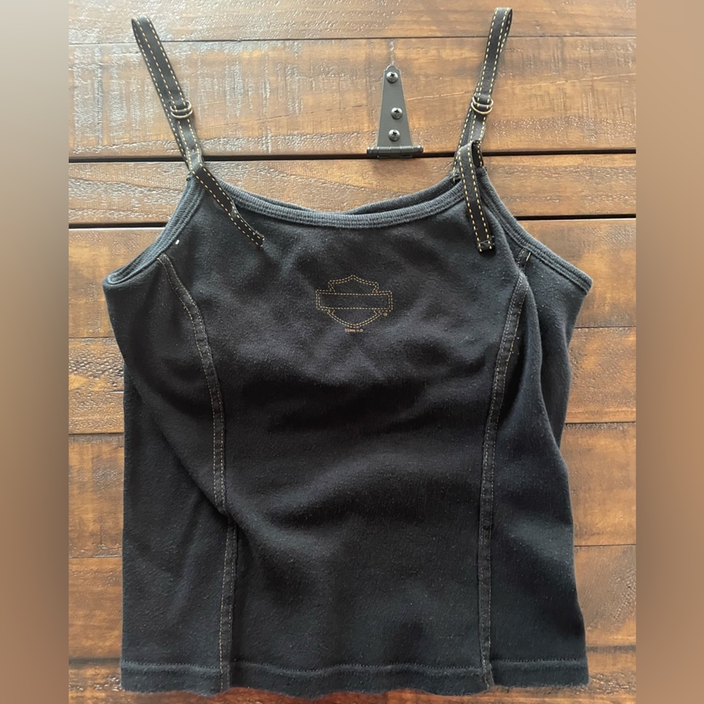 Vintage Harley-Davidson tank top with tightening straps and built in bra. Size M